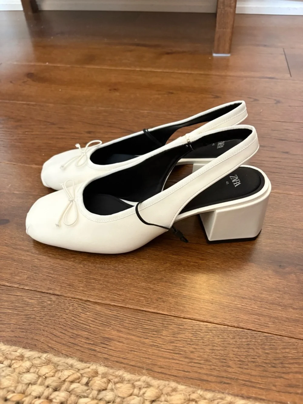 Zara Cream Ballet Slingback Kitten Heals with Bow - Picture 3 of 5